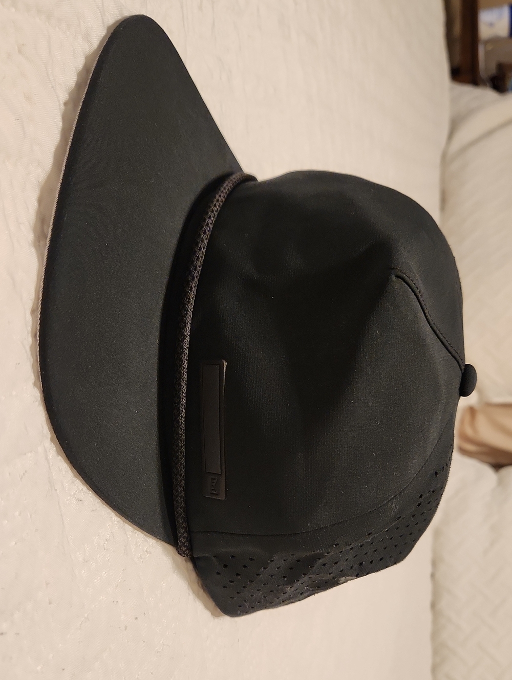 Men's Black Performance Baseball Cap with Perforated Back